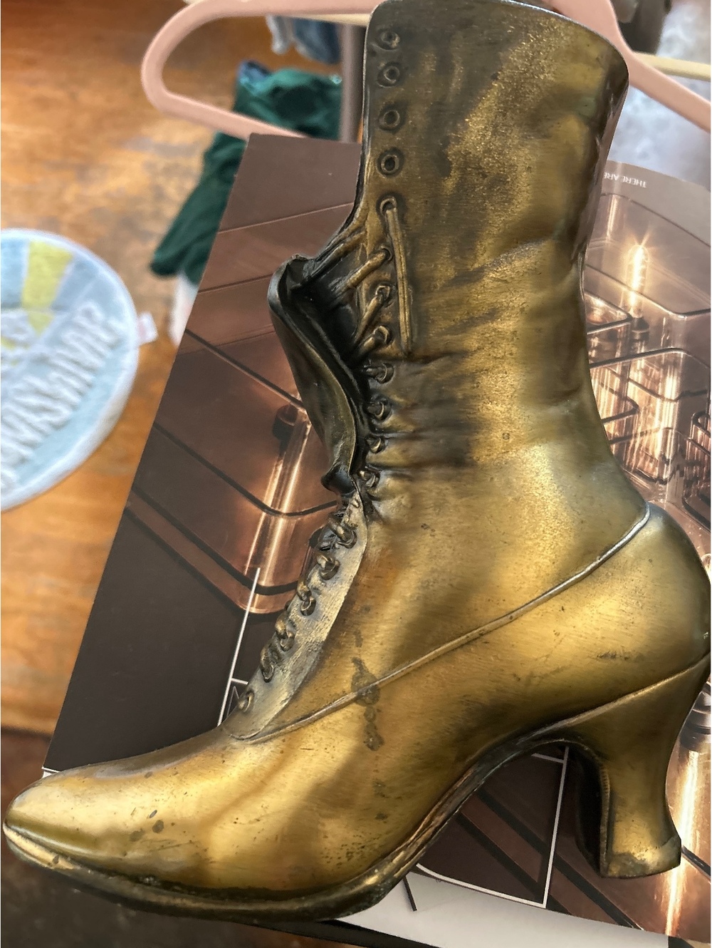 Fair condition: Vintage brass/ Gold Tone Victorian Style Boot Figurine